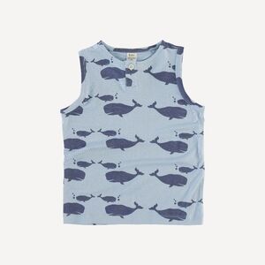 NWT 5Y Kate Quinn Sleeveless One Button Shirt Tank Top Bay Blue Whale 🐋 Whales